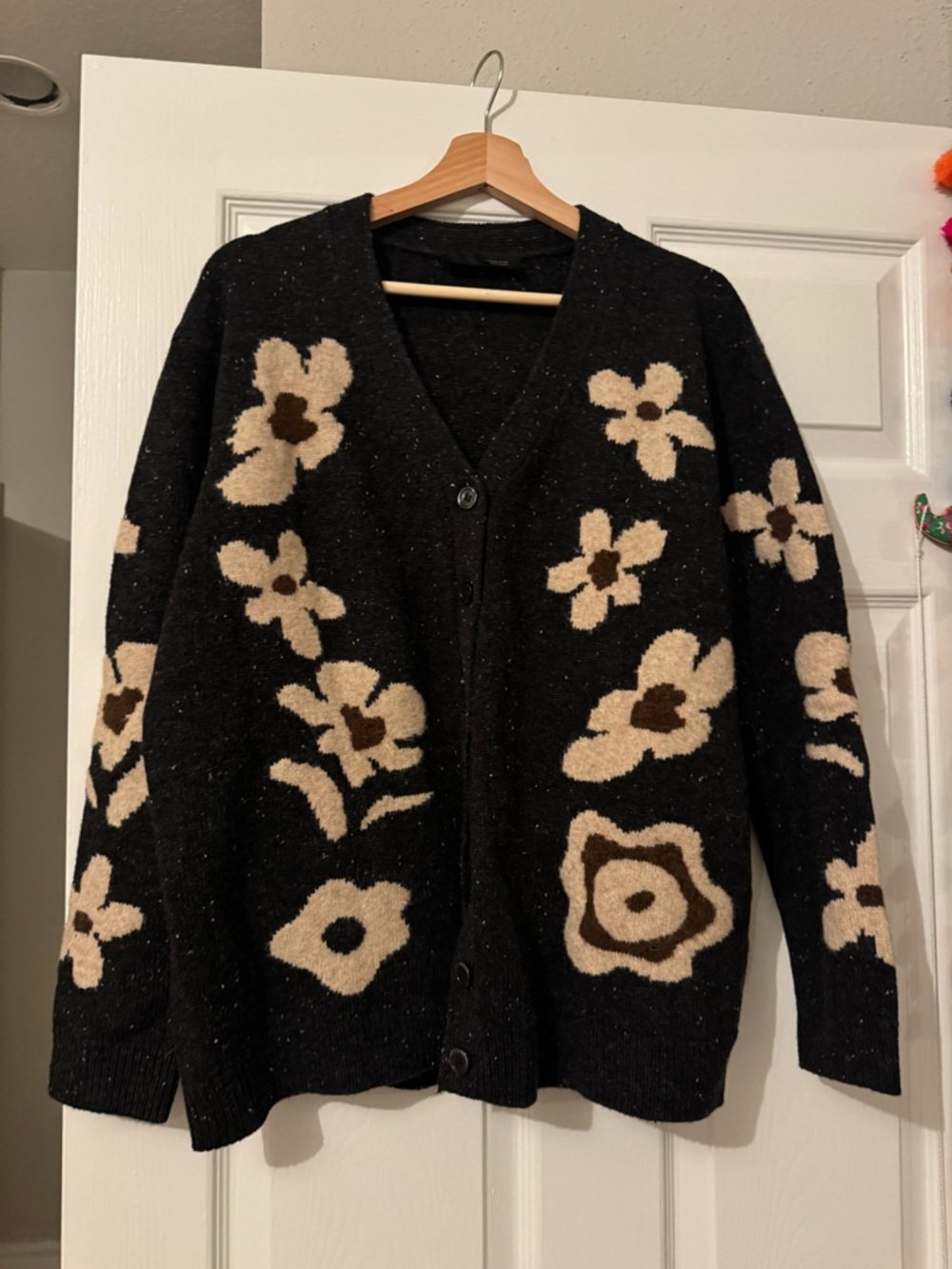oversized floral jacquard knit cardigan size small from Zara